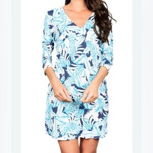 Banana Boat Blue Floral Sundress Women's Swim Dress Cover Up UPF 50+